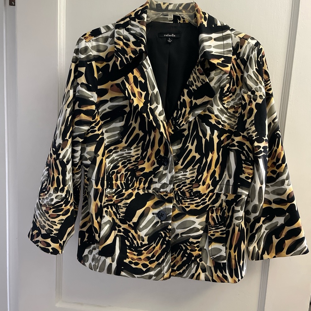 Rafaella Women's Bold Animal Print Blazer - Black, Gold, White